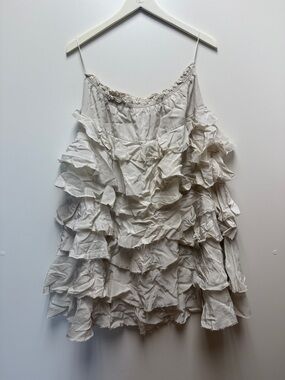 Zara Cream Elastic Ruffle Waist Skirt